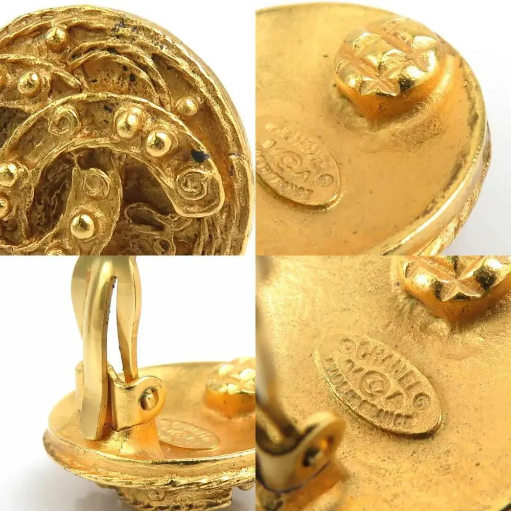 CHANEL Gold Logo Earrings
